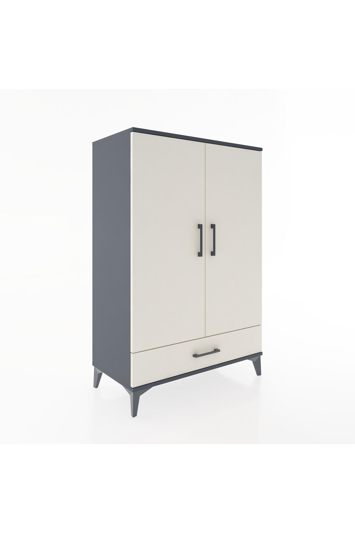 Hyperion Dolap 3 Raflı Tek Çekmeceli 2 Kapaklı 88x44x134 Antrasit-Aytaşı