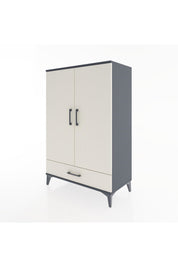 Hyperion Dolap 3 Raflı Tek Çekmeceli 2 Kapaklı 88x44x134 Antrasit-Aytaşı