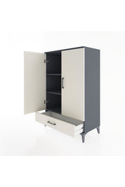 Hyperion Dolap 3 Raflı Tek Çekmeceli 2 Kapaklı 88x44x134 Antrasit-Aytaşı