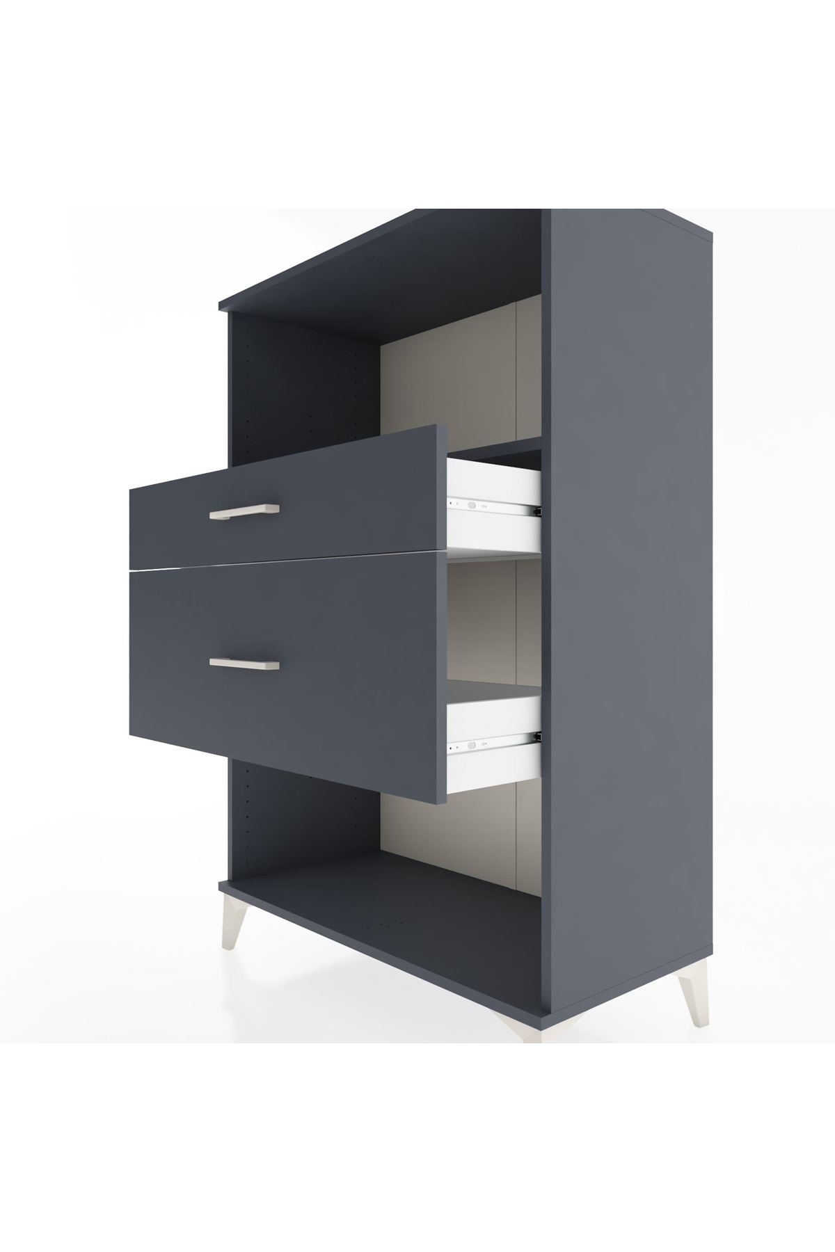 Hyperion Dolap Tek Raflı 2 Çekmeceli 88x44x134 Antrasit-Antrasit