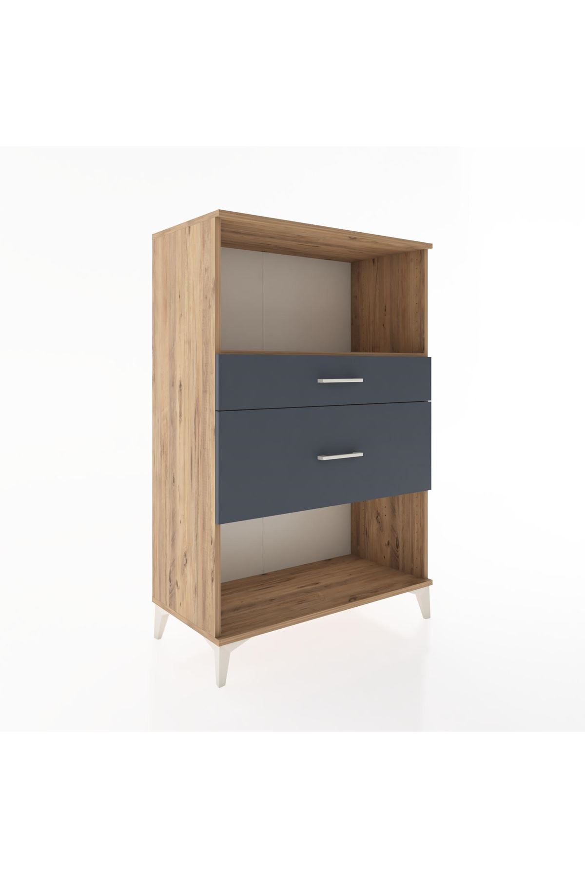 Hyperion Dolap Tek Raflı 2 Çekmeceli 88x44x134 Çam-Antrasit