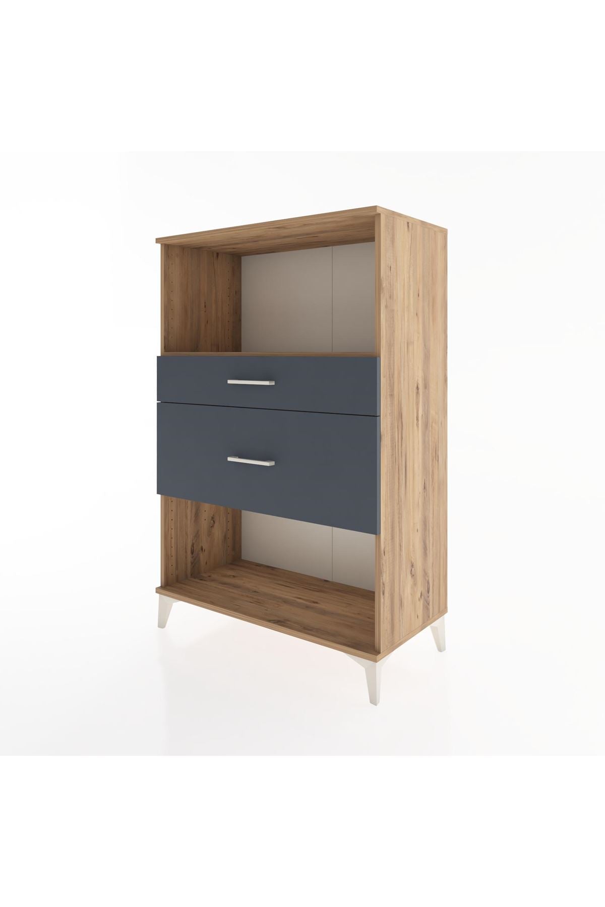 Hyperion Dolap Tek Raflı 2 Çekmeceli 88x44x134 Çam-Antrasit