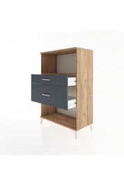Hyperion Dolap Tek Raflı 2 Çekmeceli 88x44x134 Çam-Antrasit