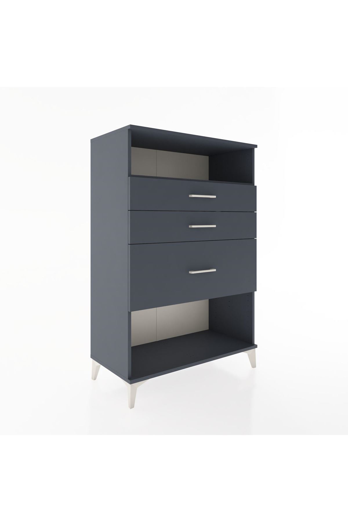 Hyperion Dolap Tek Raflı 3 Çekmeceli 88x44x134 Antrasit-Antrasit