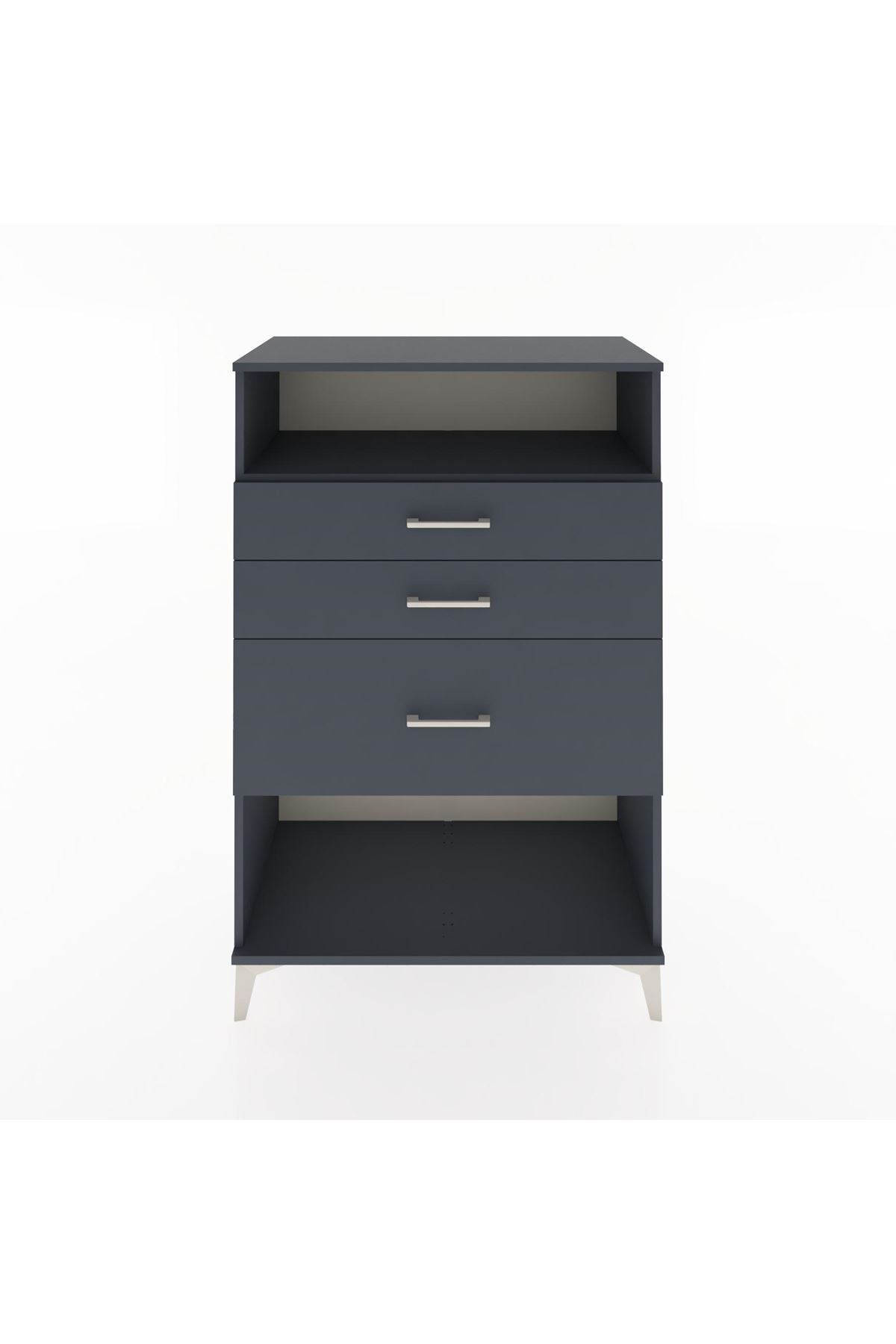 Hyperion Dolap Tek Raflı 3 Çekmeceli 88x44x134 Antrasit-Antrasit