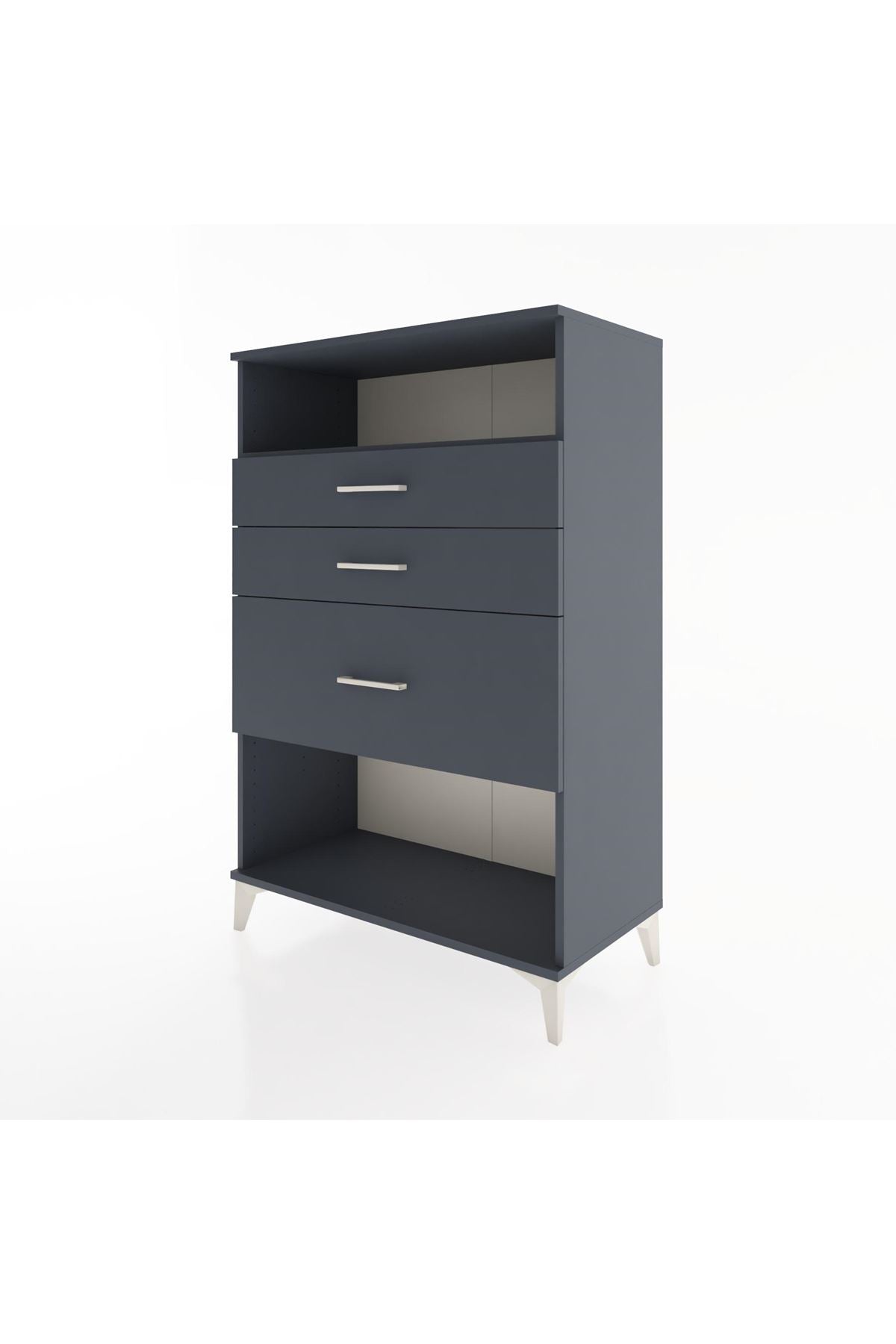Hyperion Dolap Tek Raflı 3 Çekmeceli 88x44x134 Antrasit-Antrasit