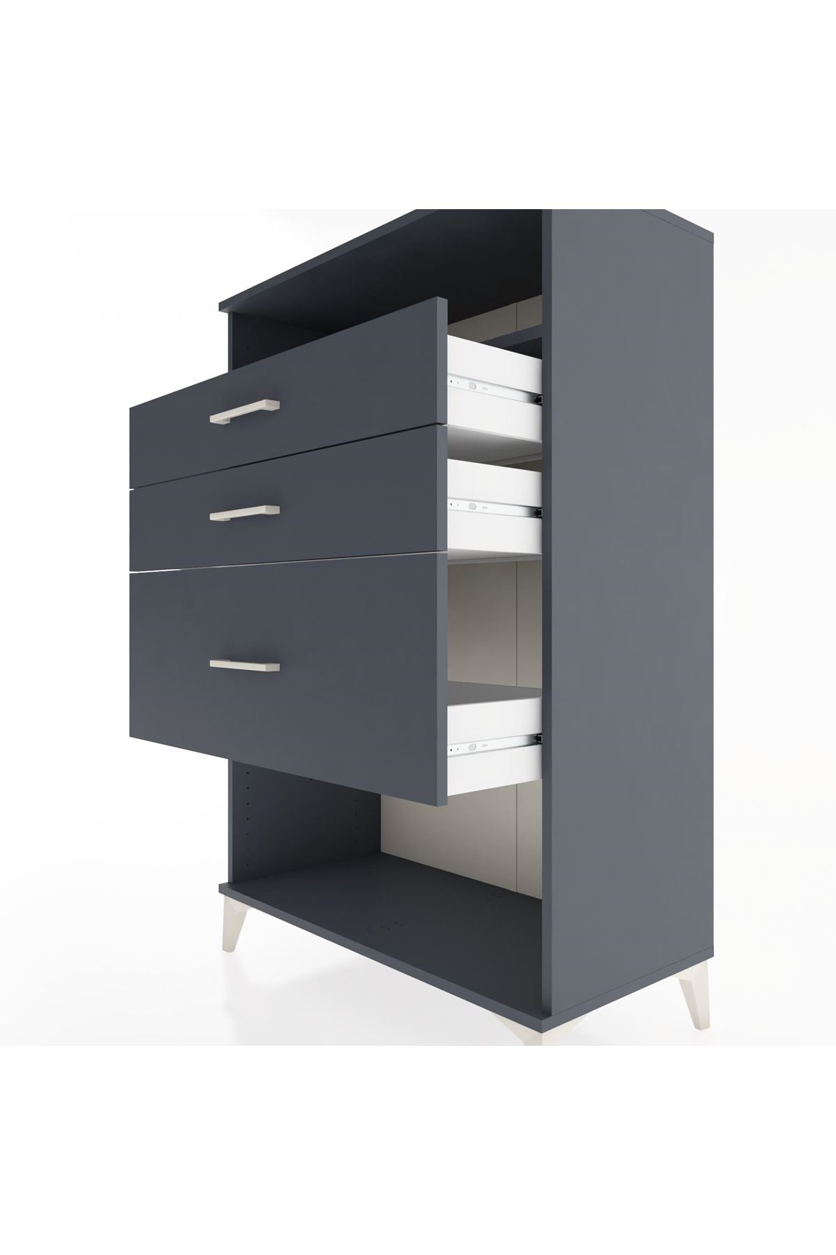 Hyperion Dolap Tek Raflı 3 Çekmeceli 88x44x134 Antrasit-Antrasit