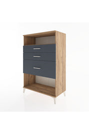 Hyperion Dolap Tek Raflı 3 Çekmeceli 88x44x134 Çam-Antrasit