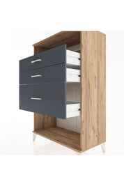 Hyperion Dolap Tek Raflı 3 Çekmeceli 88x44x134 Çam-Antrasit