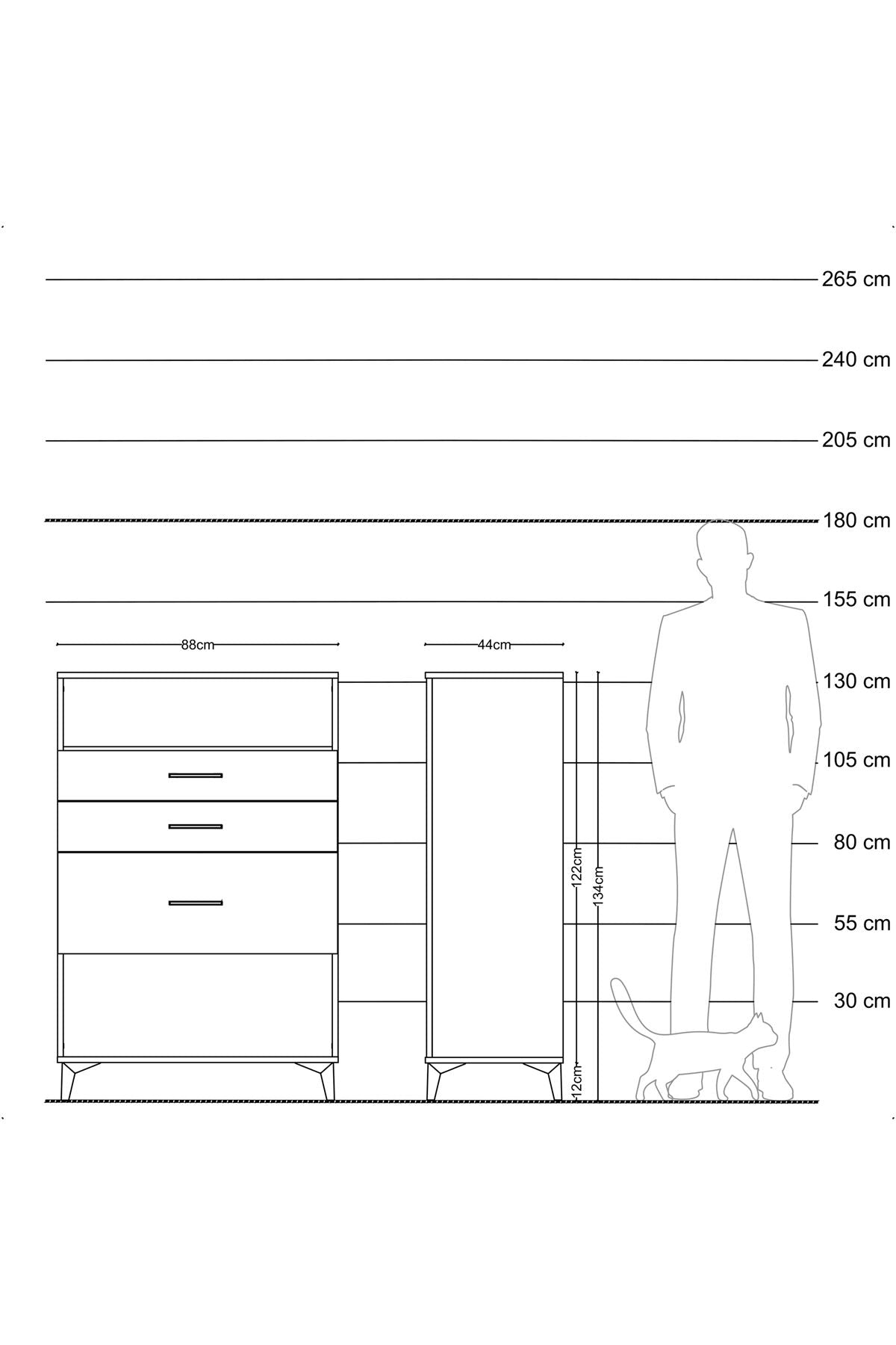 Hyperion Dolap Tek Raflı 3 Çekmeceli 88x44x134 - S51M037V9B