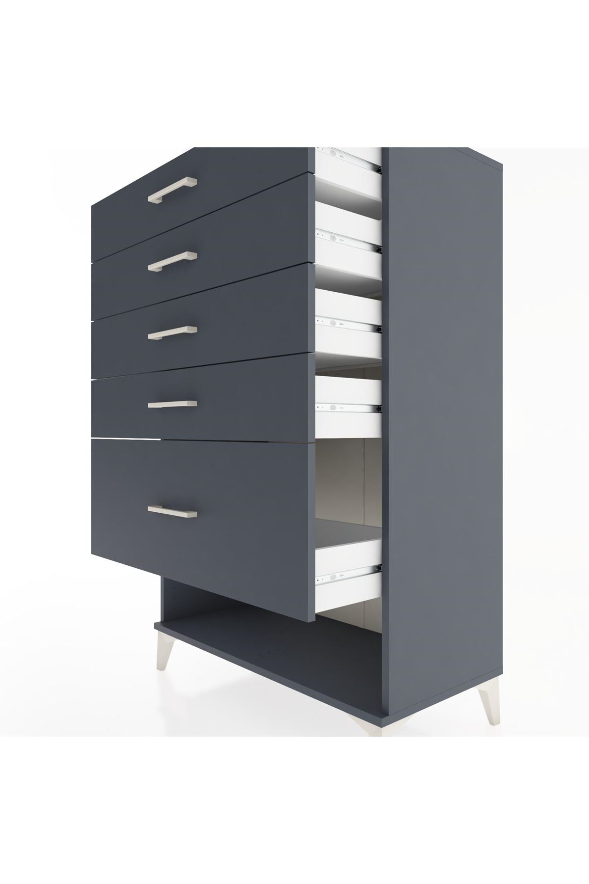 Hyperion Dolap 5 Çekmeceli 88x44x134 Antrasit-Antrasit