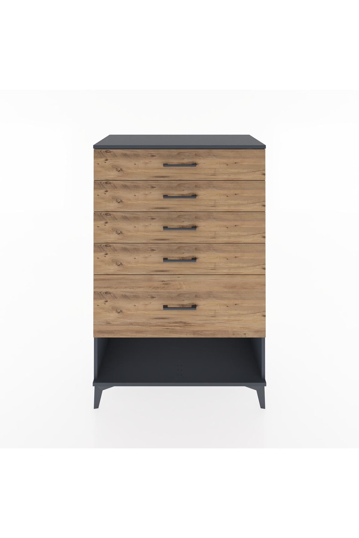 Hyperion Dolap 5 Çekmeceli 88x44x134 Antrasit-Çam