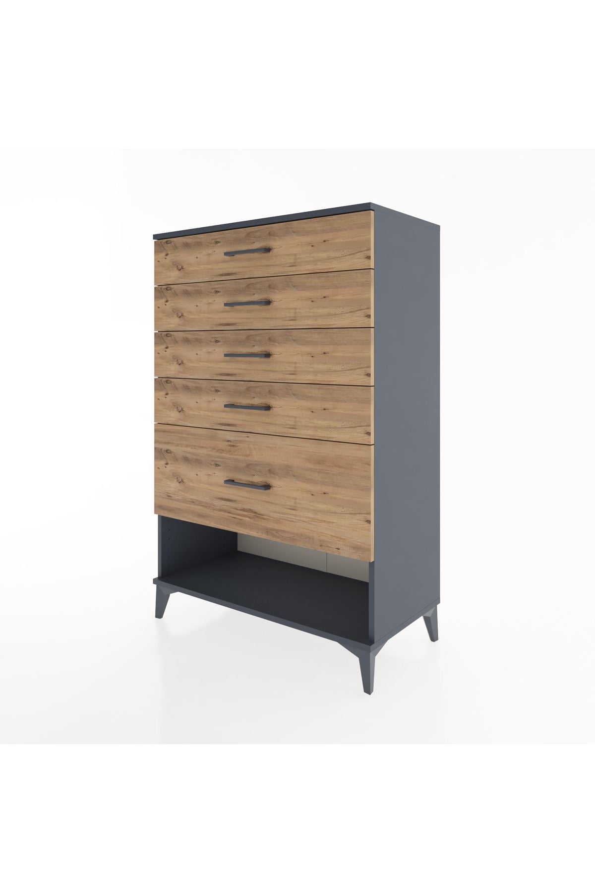 Hyperion Dolap 5 Çekmeceli 88x44x134 Antrasit-Çam