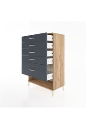 Hyperion Dolap 5 Çekmeceli 88x44x134 Çam-Antrasit