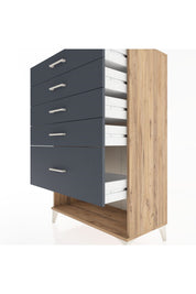 Hyperion Dolap 5 Çekmeceli 88x44x134 Çam-Antrasit