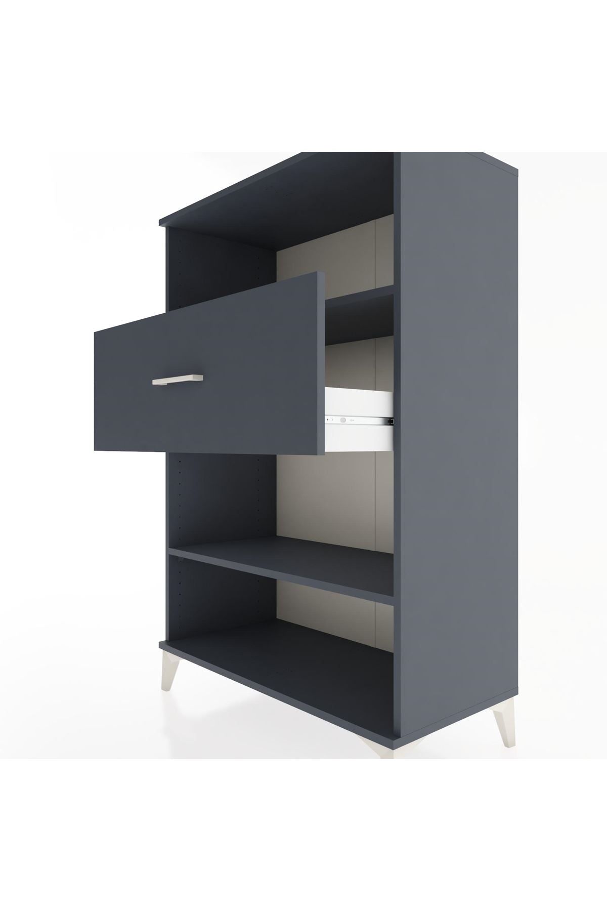 Hyperion Dolap 2 Raflı Tek Çekmeceli 88x44x134 Antrasit-Antrasit