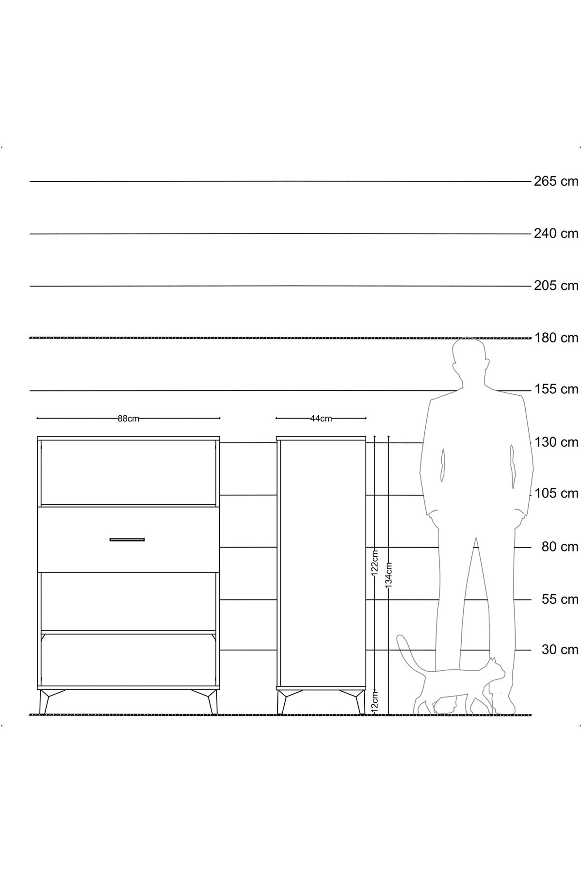 Hyperion Dolap 2 Raflı Tek Çekmeceli 88x44x134 Çam-Çam