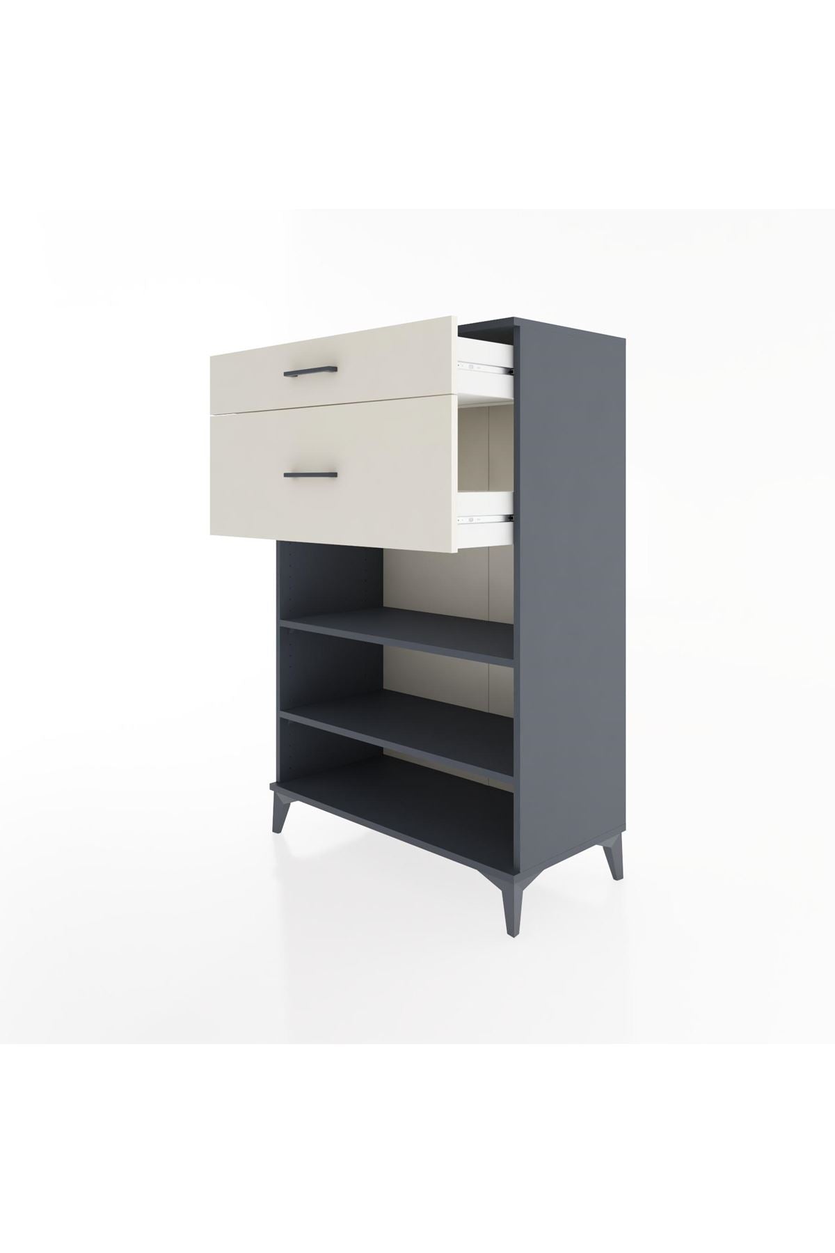 Hyperion Dolap 2 Raflı 2 Çekmeceli 88x44x134 Antrasit-Aytaşı