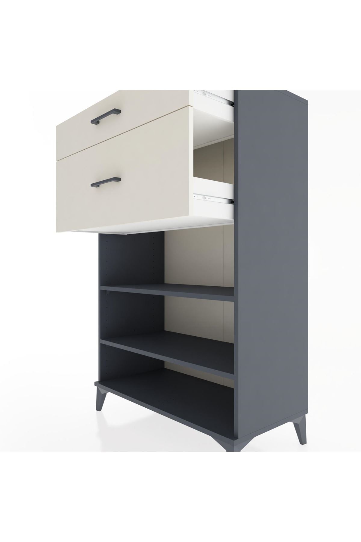 Hyperion Dolap 2 Raflı 2 Çekmeceli 88x44x134 Antrasit-Aytaşı