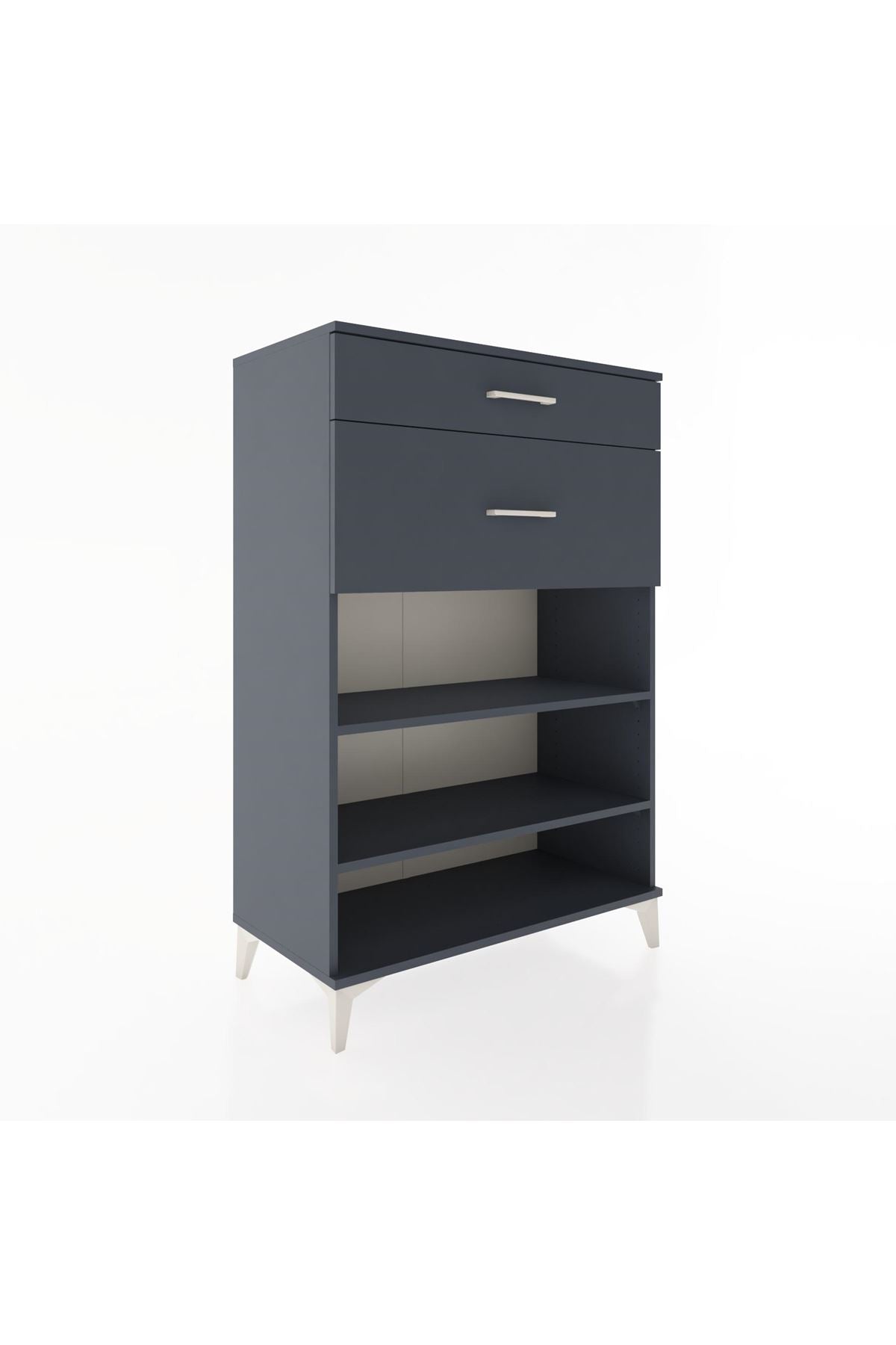 Hyperion Dolap 2 Raflı 2 Çekmeceli 88x44x134 Antrasit-Antrasit