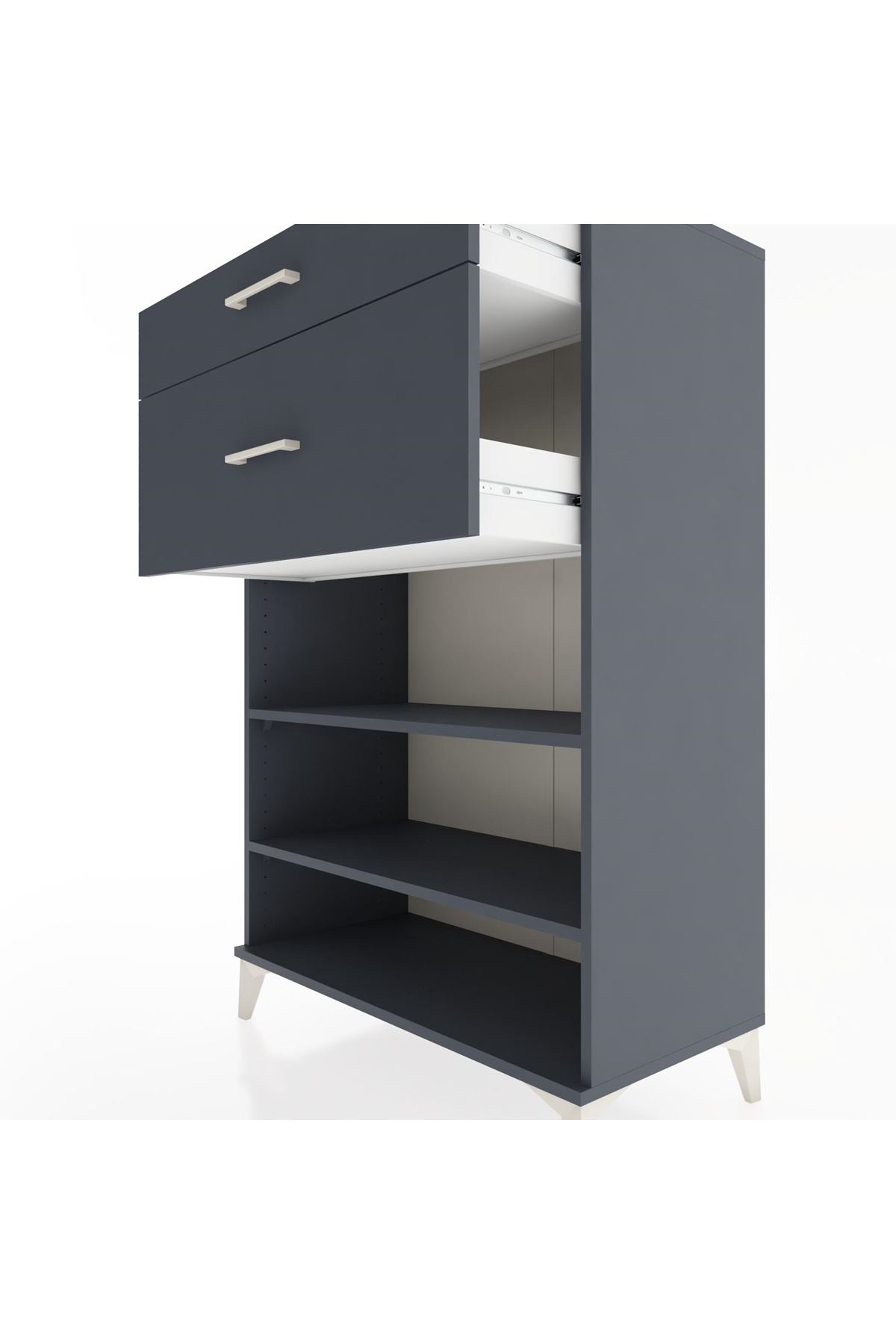 Hyperion Dolap 2 Raflı 2 Çekmeceli 88x44x134 Antrasit-Antrasit