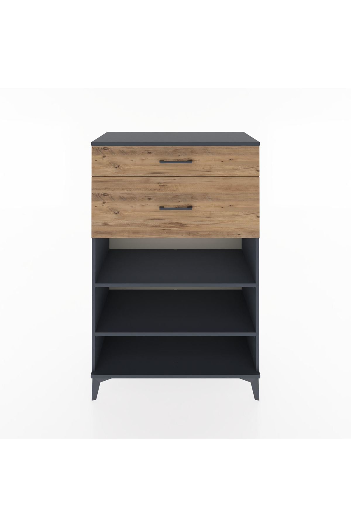 Hyperion Dolap 2 Raflı 2 Çekmeceli 88x44x134 Antrasit-Çam