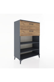 Hyperion Dolap 2 Raflı 2 Çekmeceli 88x44x134 Antrasit-Çam