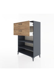 Hyperion Dolap 2 Raflı 2 Çekmeceli 88x44x134 Antrasit-Çam