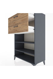 Hyperion Dolap 2 Raflı 2 Çekmeceli 88x44x134 Antrasit-Çam