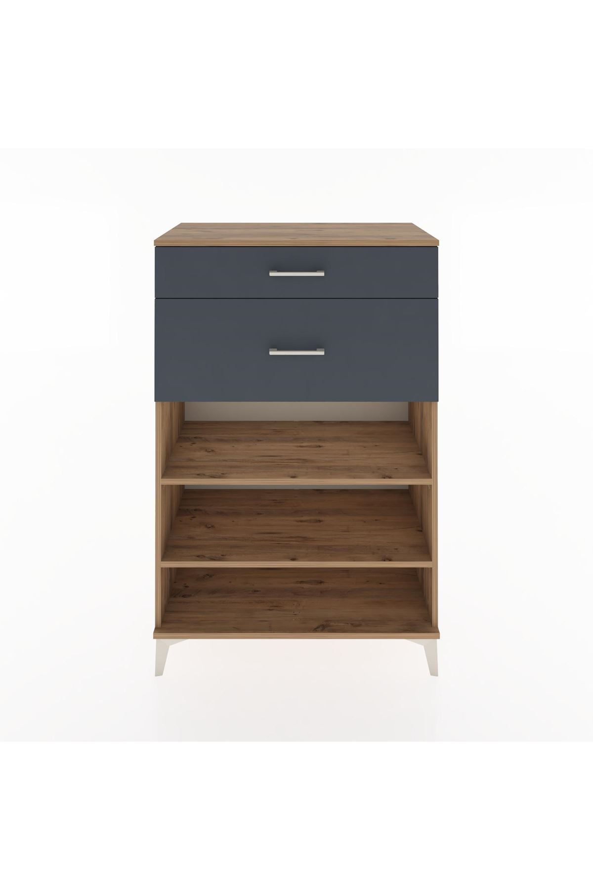 Hyperion Dolap 2 Raflı 2 Çekmeceli 88x44x134 Çam-Antrasit