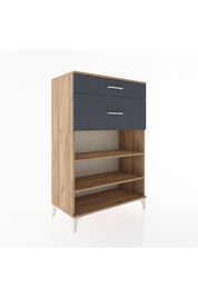 Hyperion Dolap 2 Raflı 2 Çekmeceli 88x44x134 Çam-Antrasit