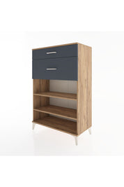 Hyperion Dolap 2 Raflı 2 Çekmeceli 88x44x134 Çam-Antrasit