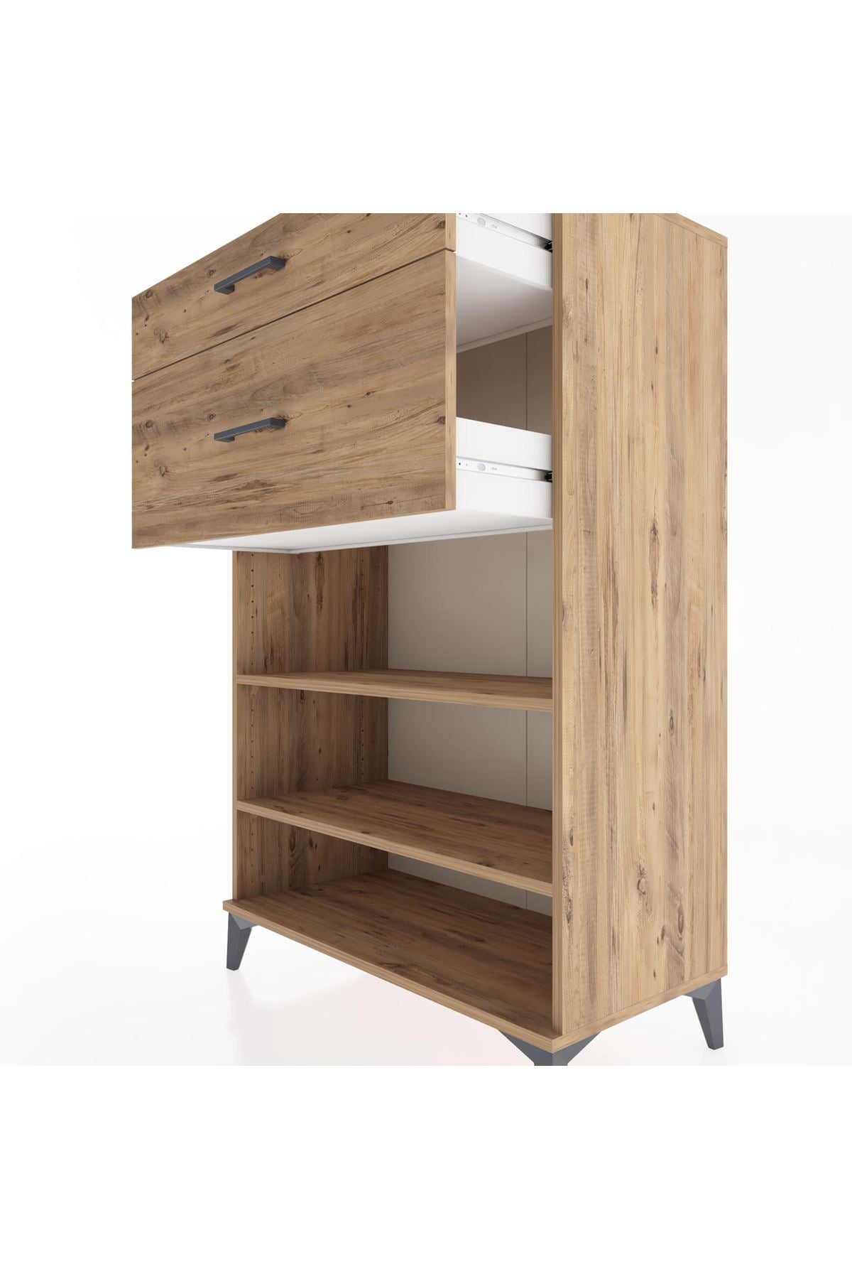 Hyperion Dolap 2 Raflı 2 Çekmeceli 88x44x134 Çam-Çam