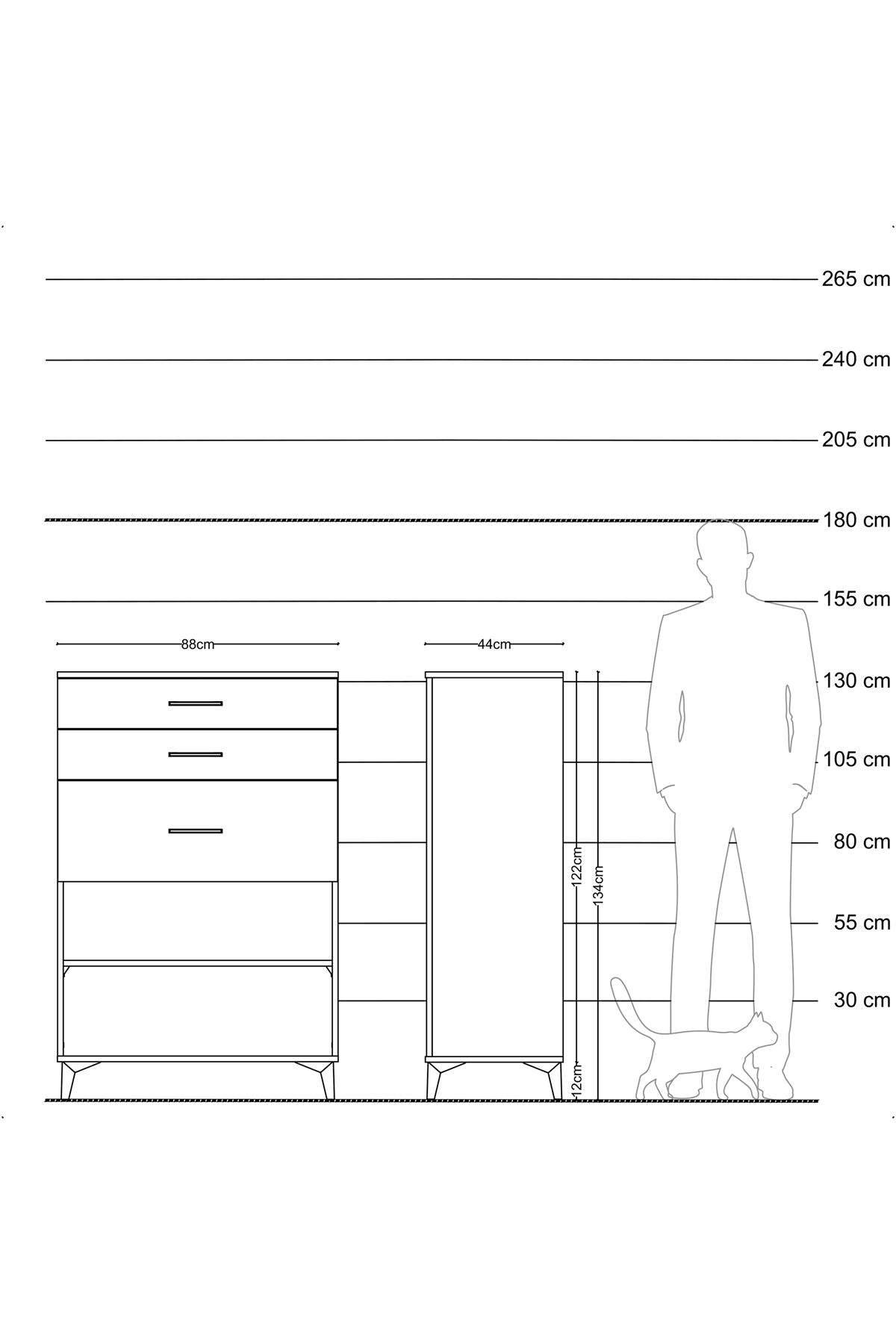 Hyperion Dolap Tek Raflı 3 Çekmeceli 88x44x134 Aytaşı-Çam