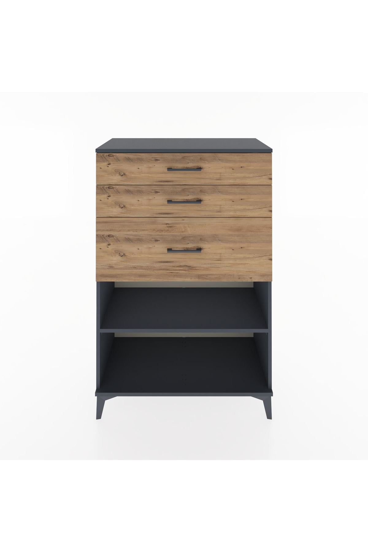Hyperion Dolap Tek Raflı 3 Çekmeceli 88x44x134 Antrasit-Çam
