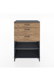 Hyperion Dolap Tek Raflı 3 Çekmeceli 88x44x134 Antrasit-Çam