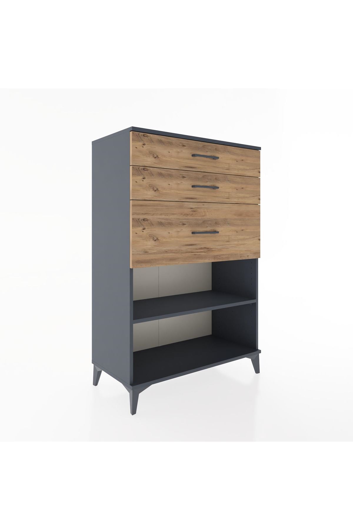 Hyperion Dolap Tek Raflı 3 Çekmeceli 88x44x134 Antrasit-Çam