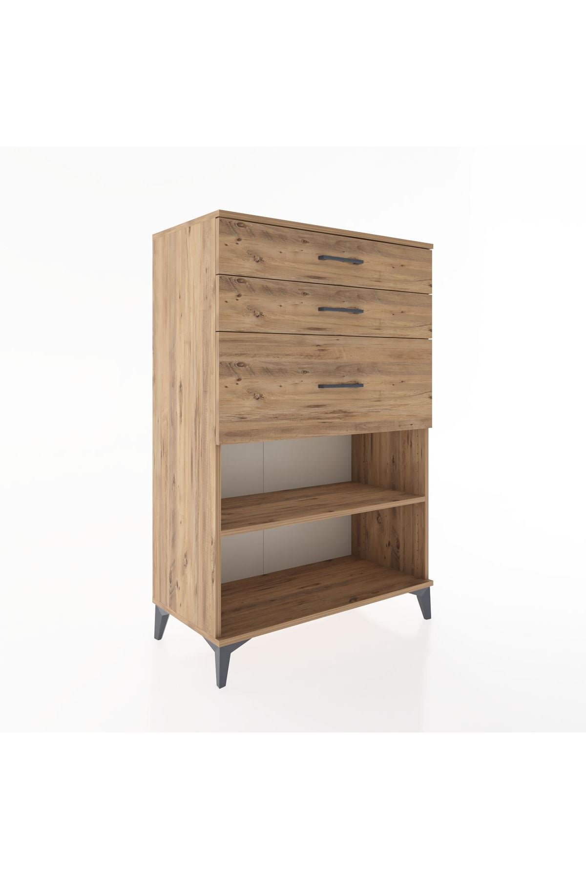 Hyperion Dolap Tek Raflı 3 Çekmeceli 88x44x134 Çam-Çam