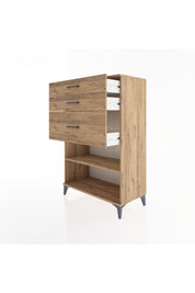 Hyperion Dolap Tek Raflı 3 Çekmeceli 88x44x134 Çam-Çam