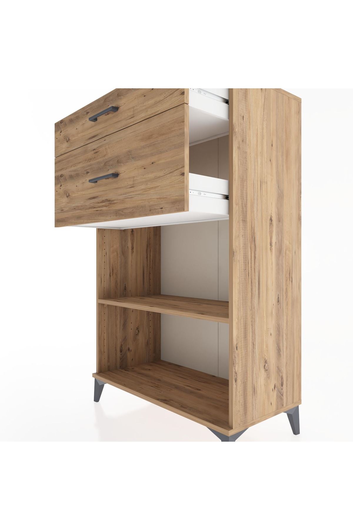 Hyperion Dolap Tek Raflı 2 Çekmeceli 88x44x134 Çam-Çam