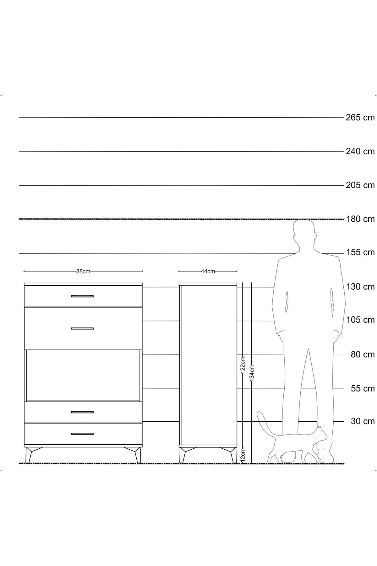 Hyperion Dolap Tek Raflı 4 Çekmeceli 88x44x134 Aytaşı-Çam