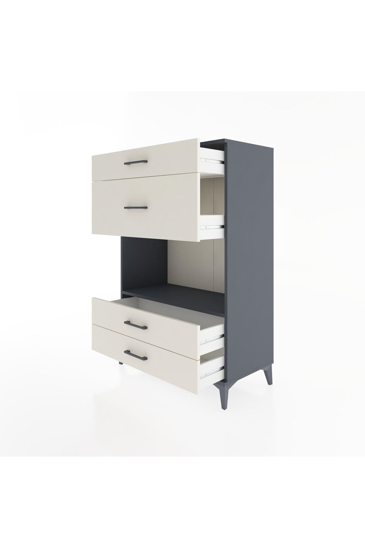 Hyperion Dolap Tek Raflı 4 Çekmeceli 88x44x134 - S51M043V4B