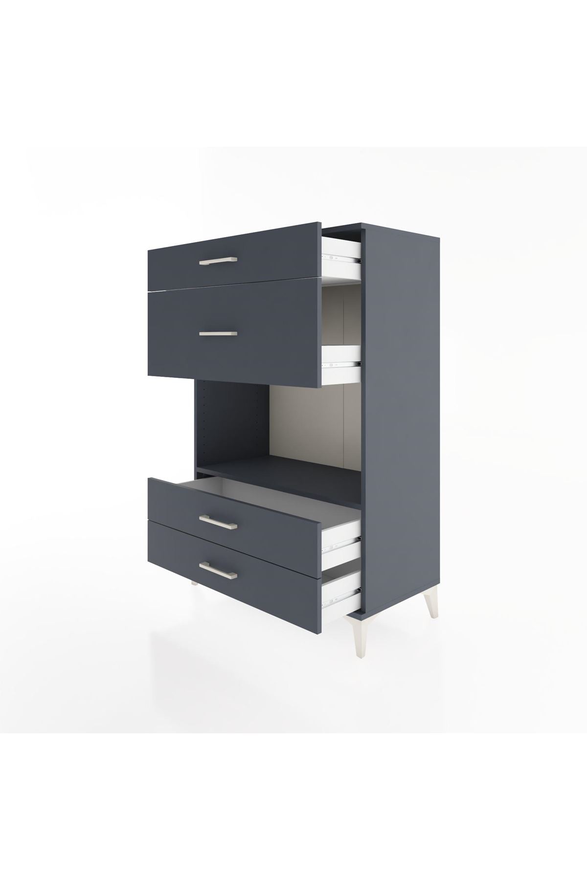 Hyperion Dolap Tek Raflı 4 Çekmeceli 88x44x134 - S51M043V5B