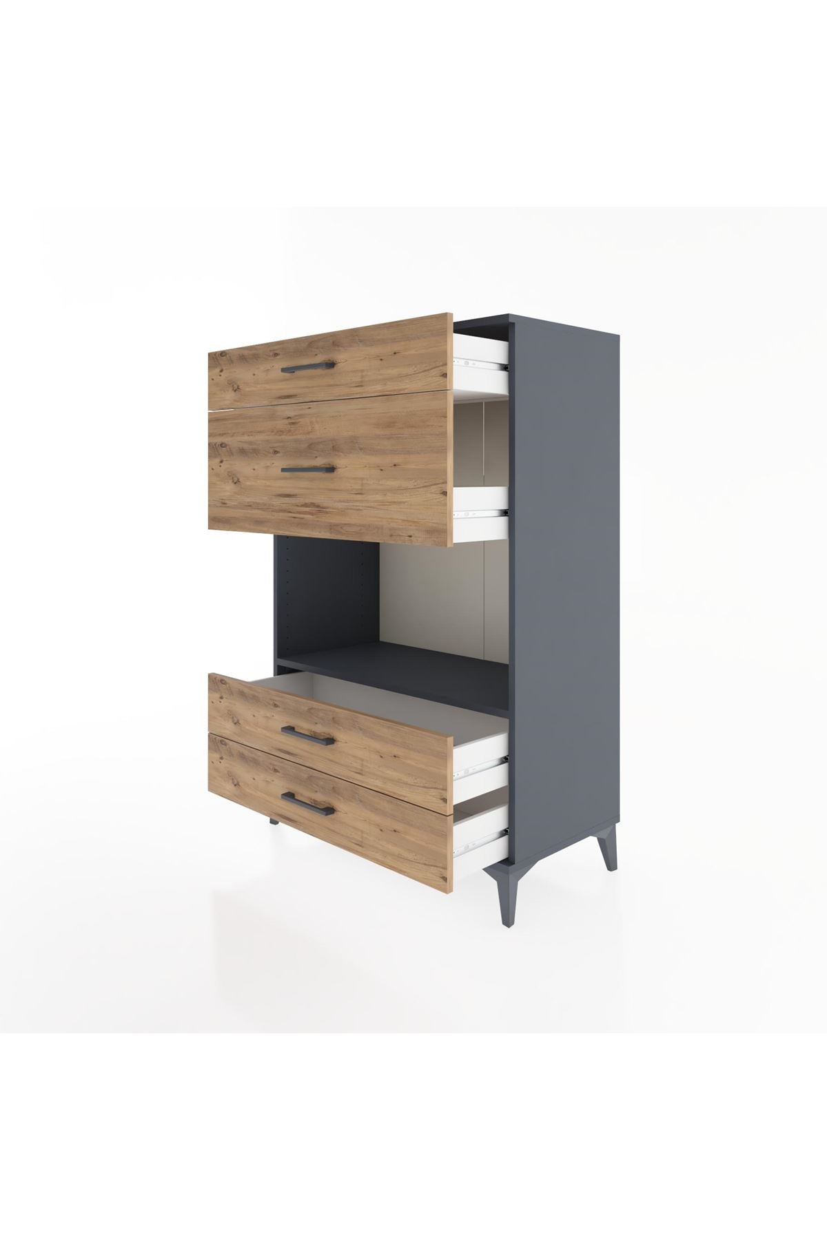 Hyperion Dolap Tek Raflı 4 Çekmeceli 88x44x134 - S51M043V6B