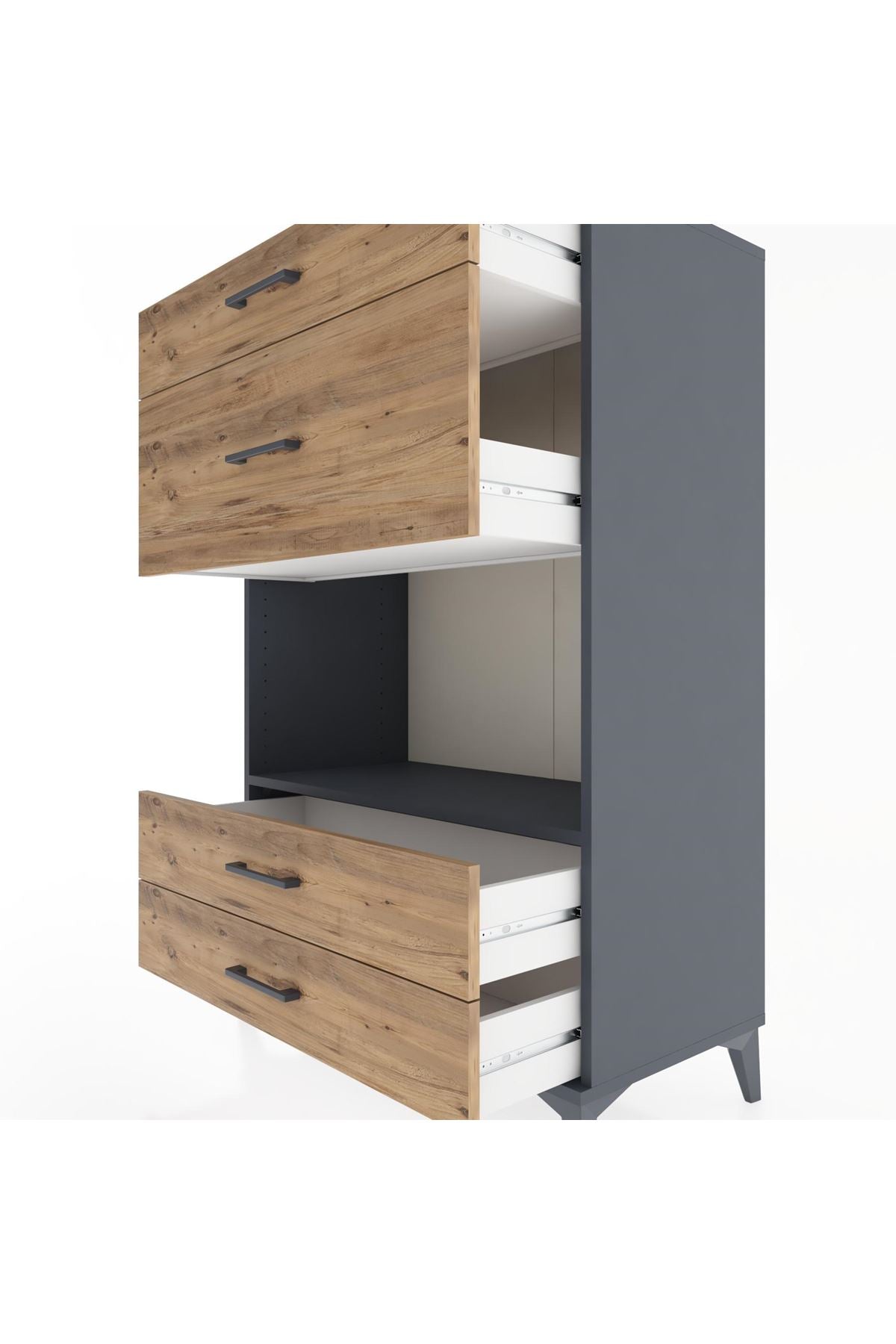 Hyperion Dolap Tek Raflı 4 Çekmeceli 88x44x134 - S51M043V6B