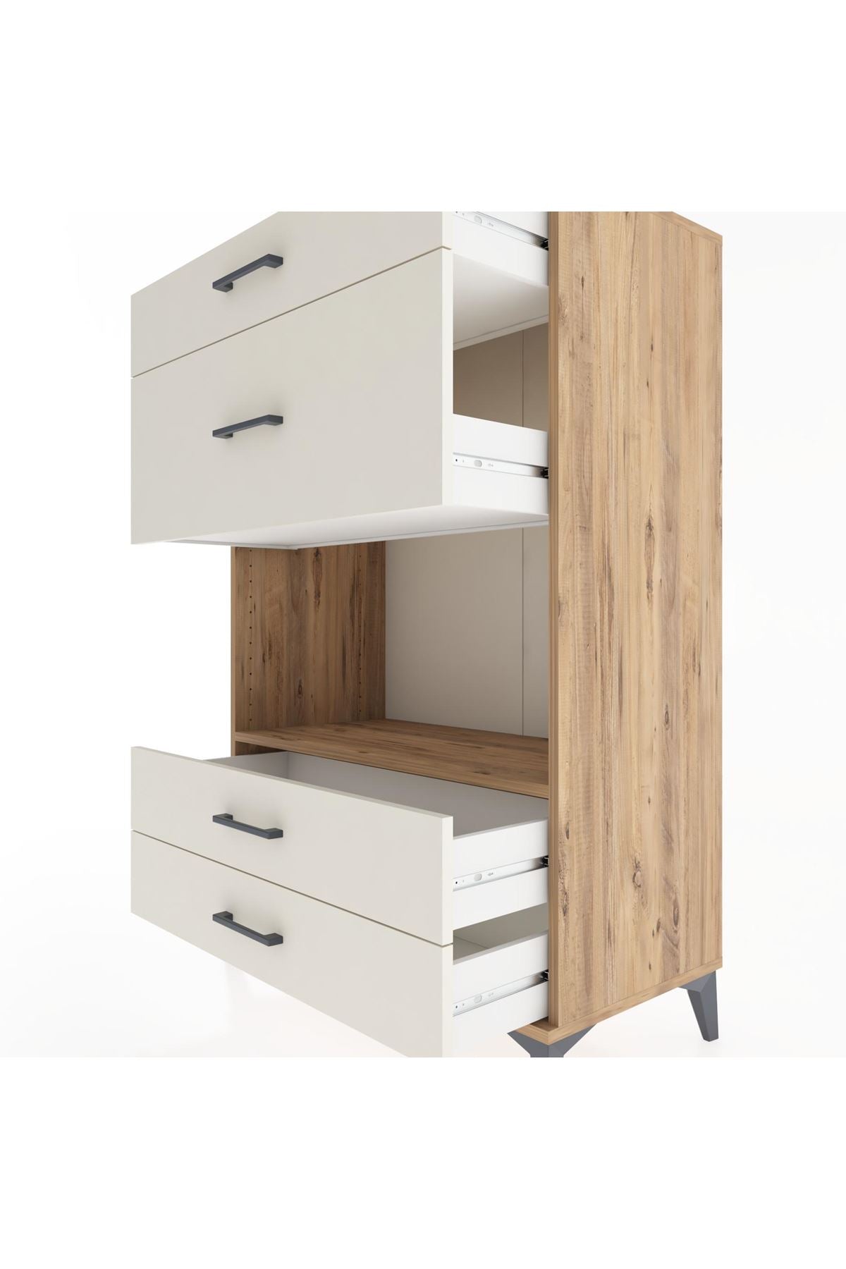 Hyperion Dolap Tek Raflı 4 Çekmeceli 88x44x134 - S51M043V7B