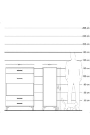 Hyperion Dolap Tek Raflı 4 Çekmeceli 88x44x134 - S51M043V8B