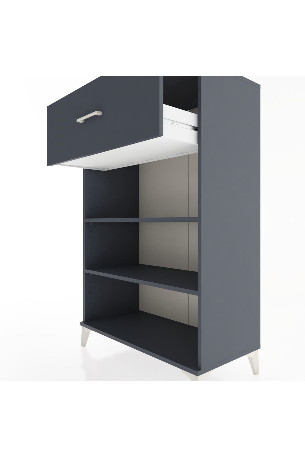 Hyperion Dolap 2 Raflı Tek Çekmeceli 88x44x134 Antrasit-Antrasit