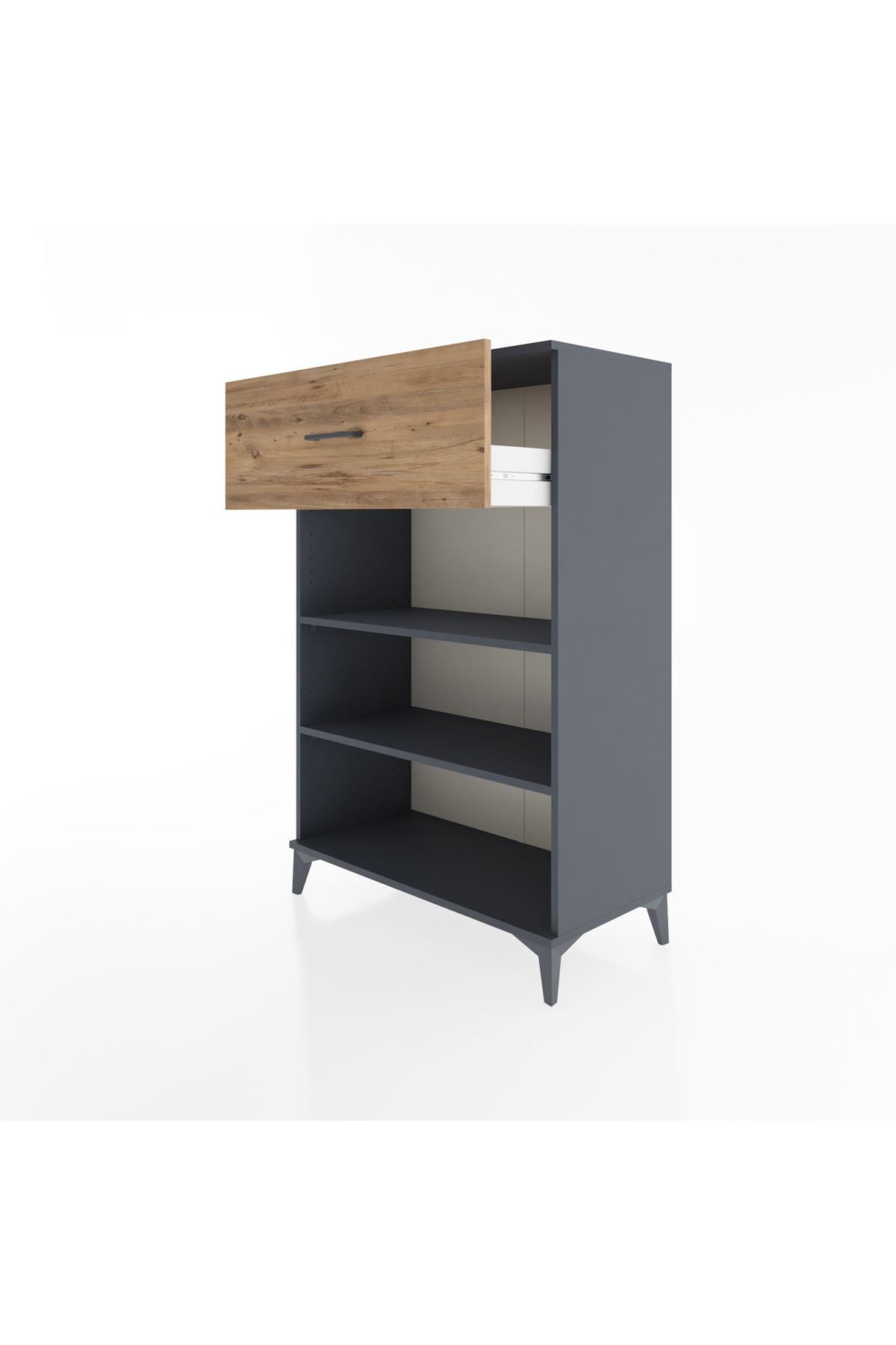 Hyperion Dolap 2 Raflı Tek Çekmeceli 88x44x134 Antrasit-Çam