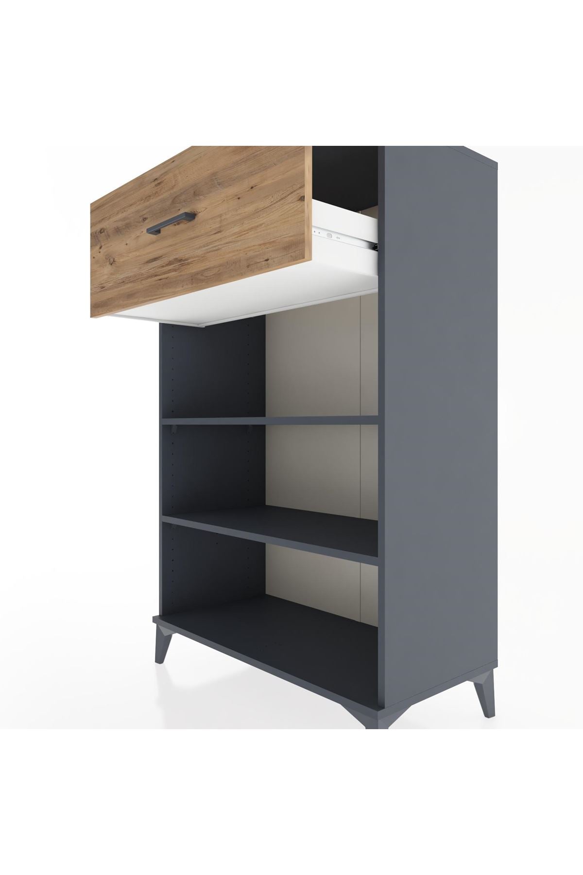 Hyperion Dolap 2 Raflı Tek Çekmeceli 88x44x134 Antrasit-Çam